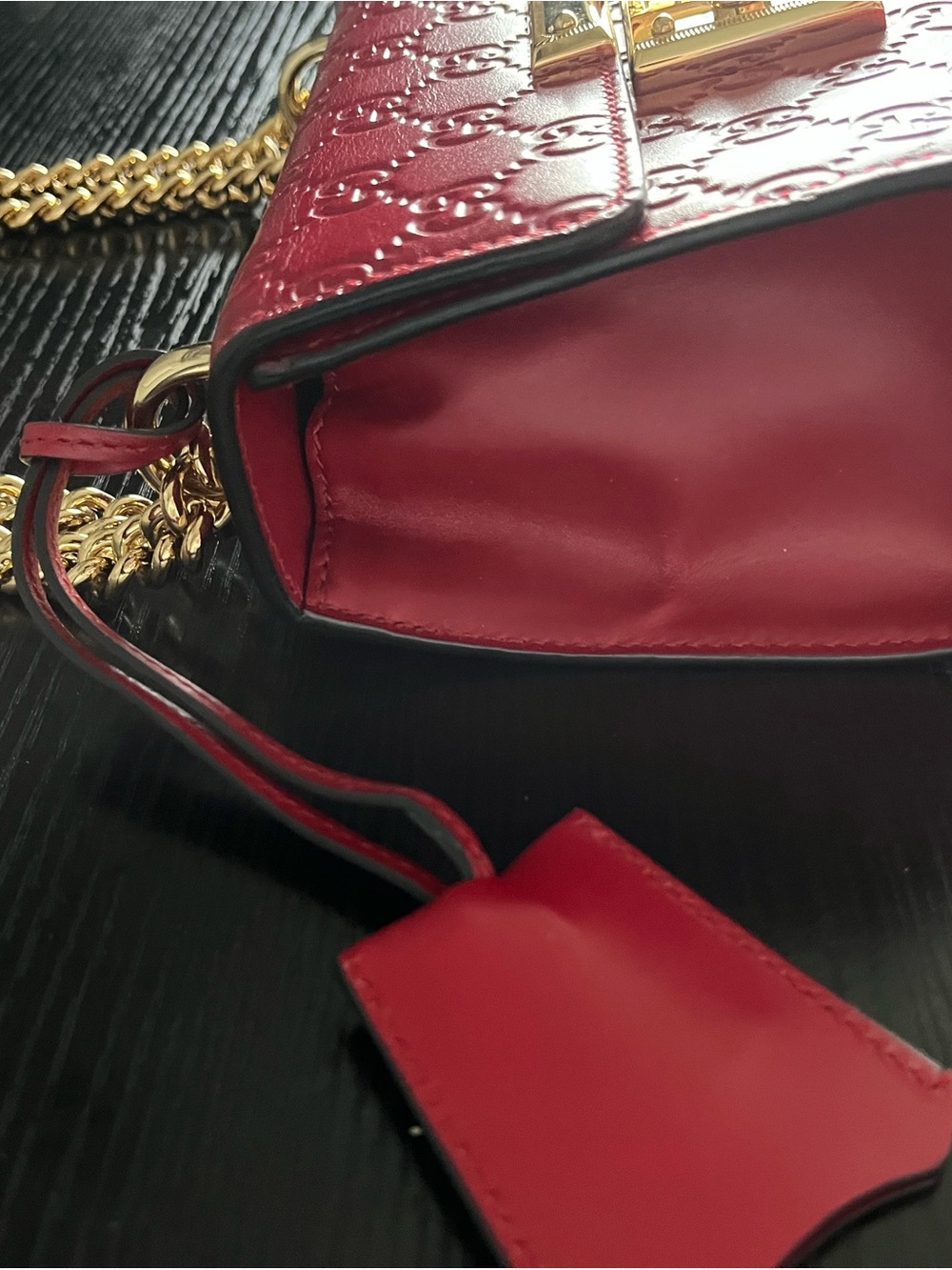 Gucci Guccissima Small Red Padlock Chain Shoulder Bag - Picture 12 of 13
